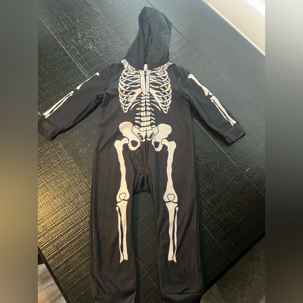 4T Skeleton Print Hooded Onesie